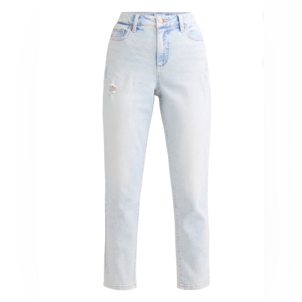 Light Wash High Rise Cropped Mom Jeans size 14